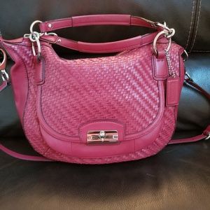 Coach Kristen woven leather crossbody satchel